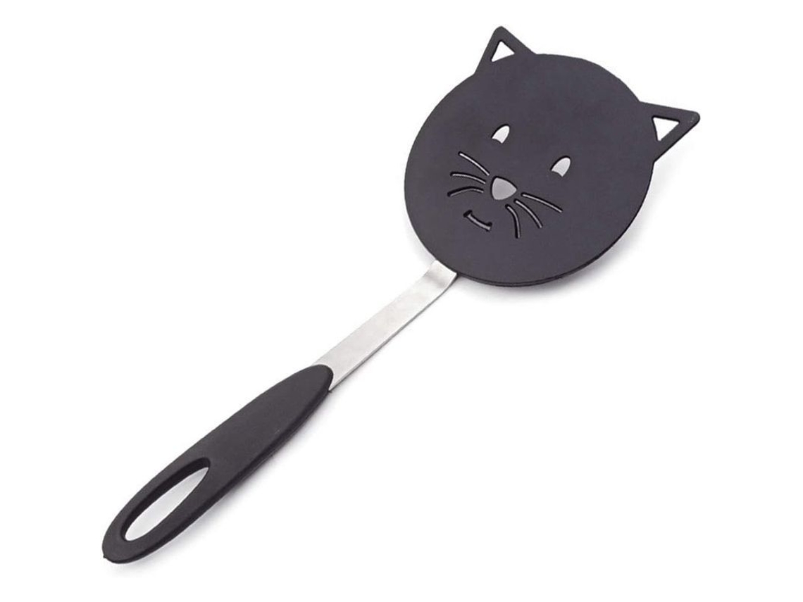 2026 espátula de Wok Pequeña Resistente Al Calor Forma de Gatito Nylon Turner Negra