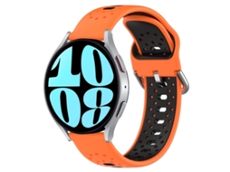 Bracelete para Samsung Galaxy Watch 6 Silicone Respirável Duas Cores 20mm Laranja e Preto XIAOMOYU