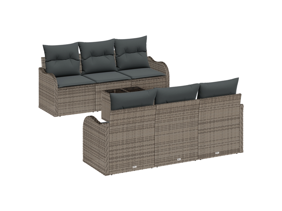 Conjunto 7 Sofá De Jardim Vidaxl Cinzento Vime Pe (176 X 62 X 85 Cm)