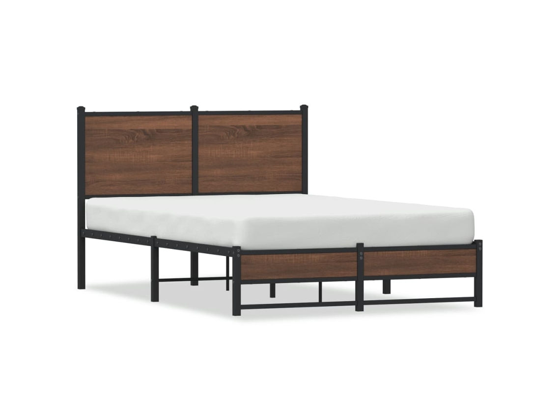 Bed Frame, Bed Frames Vidaxl Marrom Aço (120 X 190 Cm)