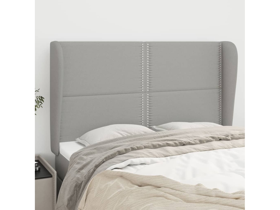 Vidaxl Cabeceira De Cama C/ Abas Tecido 147x23x118/128cm Cinza-claro