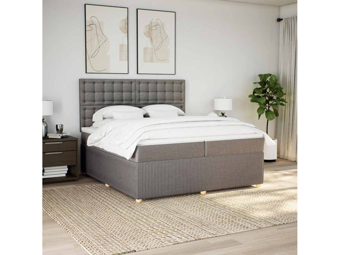 Vidaxl Cama com Molas/colchão 200x200 Cm Tecido Castanho acinzentado