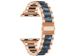 Pulseira de resina e elos metálicos compatíveis com Apple Watch, Huawei GT6, Xiaomi Mi Band 10 Pro e Redmi iWatch, NAS.