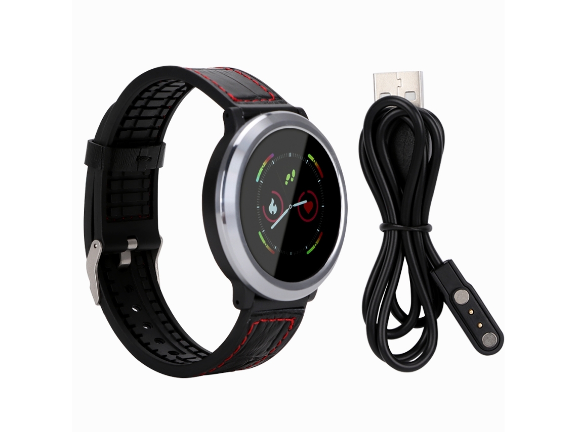 Pulseira com monitoramento de saúde, sono, tela colorida e couro preto