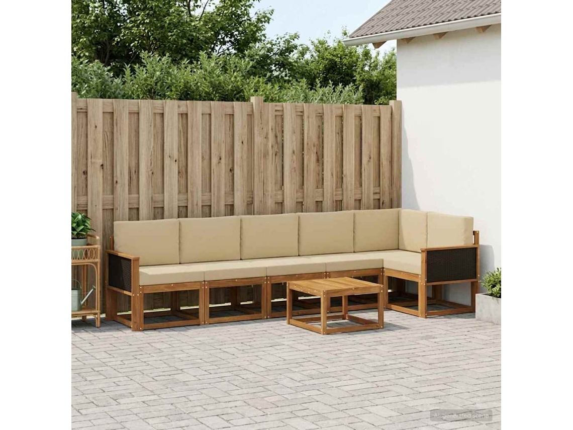 Vidaxl Conjunto De Sofás Para Exterior 7 Unid. Natural E Bege