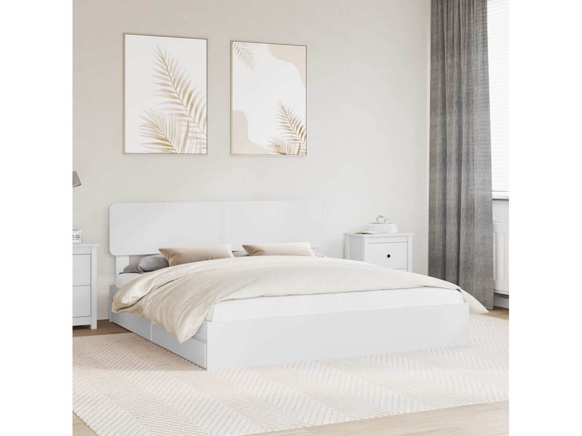 Vidaxl Cama Com Armazenamento Branco 180 X 200 Cm Derivados De Madeira
