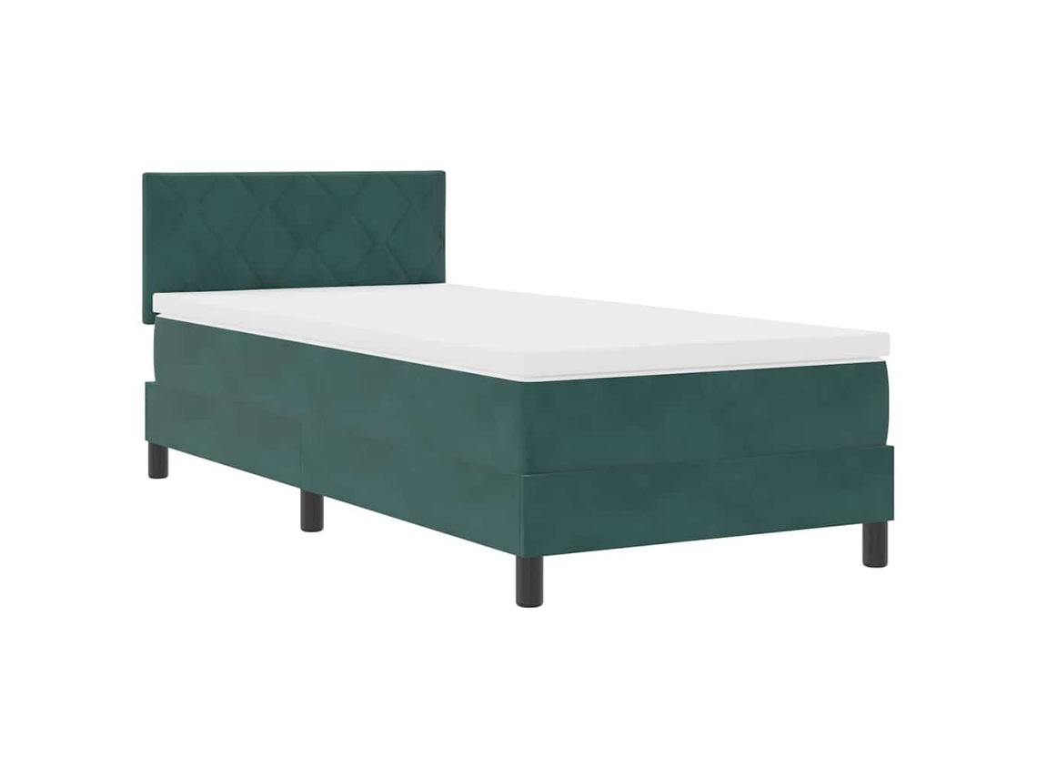 Cama Box Spring Led com Colchão Verde Escuro 90x200 cm Veludo MAISON EXCLUSIVE