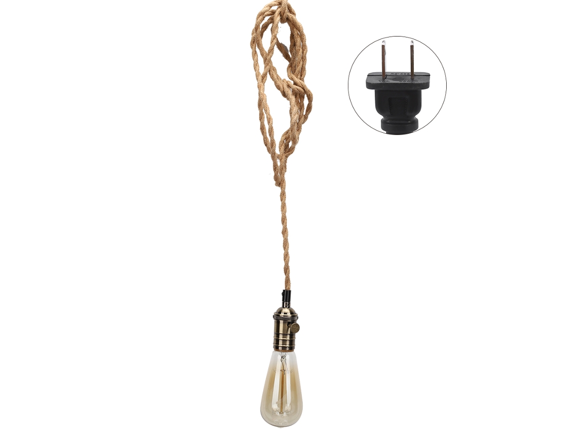 Lustre de Haste de Linho Estilo Vintage para Cafés e Bares 85cm