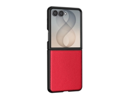Capa Para Galaxy Z Flip 8 Dobrável Efeito Couro Granulado Câmara Elevada
