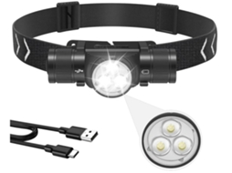 Farol Led Recarregável Em Liga De Alumínio Yunzii Hp330 Ip66 À Prova Dágua Memória 6 Modos Preto