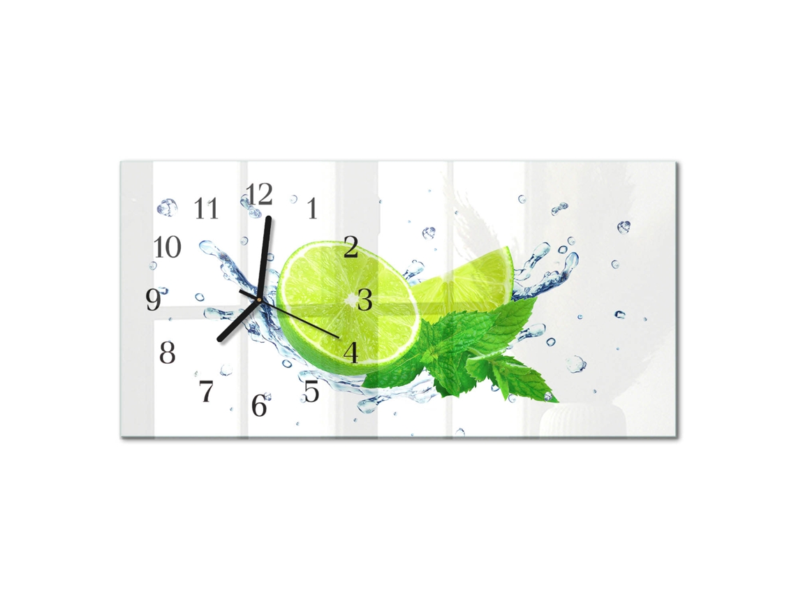 Relógio De Parede De Vidro Verde Espelharte (60x30cm)