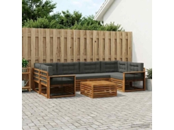 Vidaxl Conjunto De Sofás Para Exterior 7 Unid. Natural E Antracite