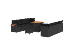 Conjunto 12 Móveis De Jardim Vidaxl Preto Vime Pe (234 X 204 X 85 Cm)