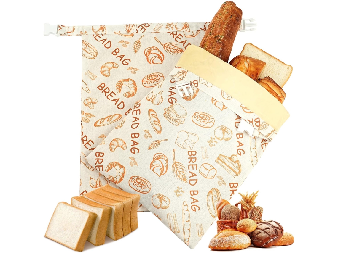Saco Reutilizável Para Pão. Possui Revestimento Interno Em Tpu De Qualidade, Para Uso Doméstico, Confeitaria E Organização Da Cozinha