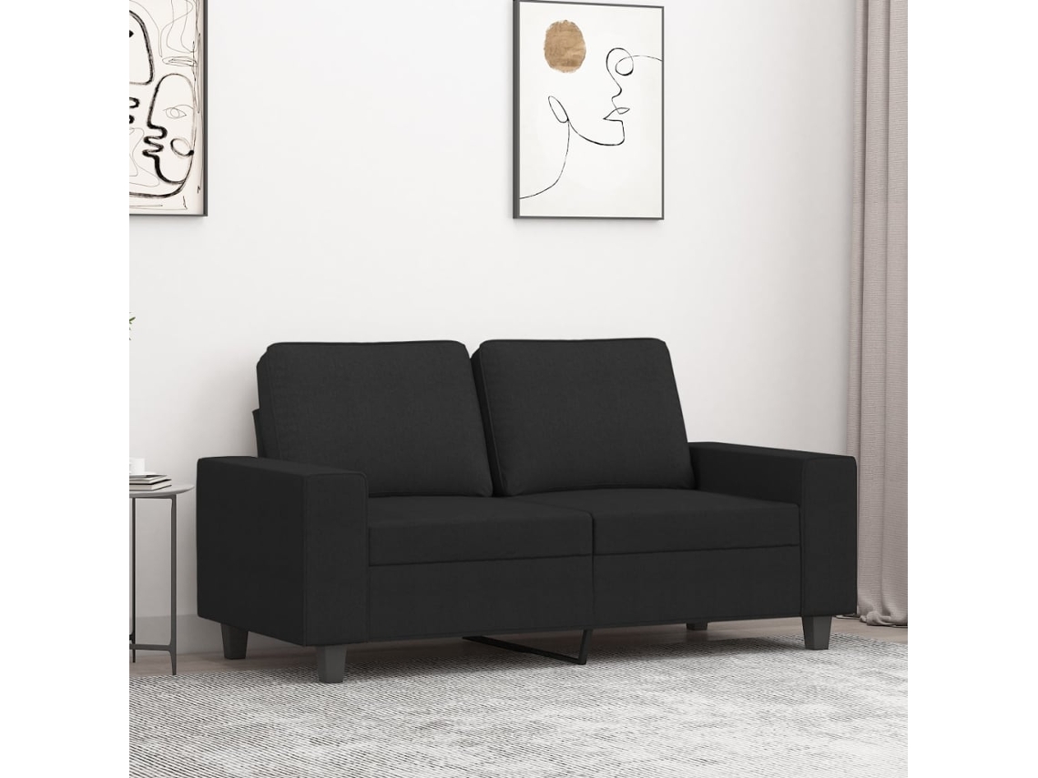 Sofá De 2 Lugares Tecido 120 Cm Preto Lovely Home