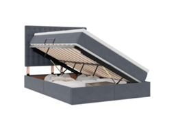SYFAX™ Cama com Arrumação e Colchão Cinza Escuro 140 X 190 Cm Veludo