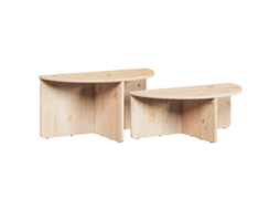 Conjunto 2 Mesa De Centro Vidaxl Castanho Madeira De Pinho Maciça (79 X 39,5 X 40 Cm)