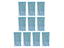 Conjunto de 10 Cortinas de Franja de Tinsel Metálico Reutilizáveis Nova LINE para Festas Fundo Azul Claro