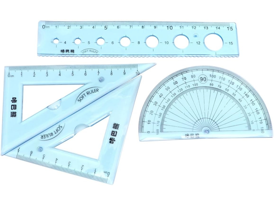 Conjunto Healifty Com 4 Réguas Flexíveis De Plástico Transparente Design Ondulado Para Uso Escolar, Adequadas Para