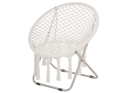 Cadeira de jardim redonda de dois lugares estilo papasan dobrável com almofada grande Oxford cinza 80x80x75cm CHEZMOI