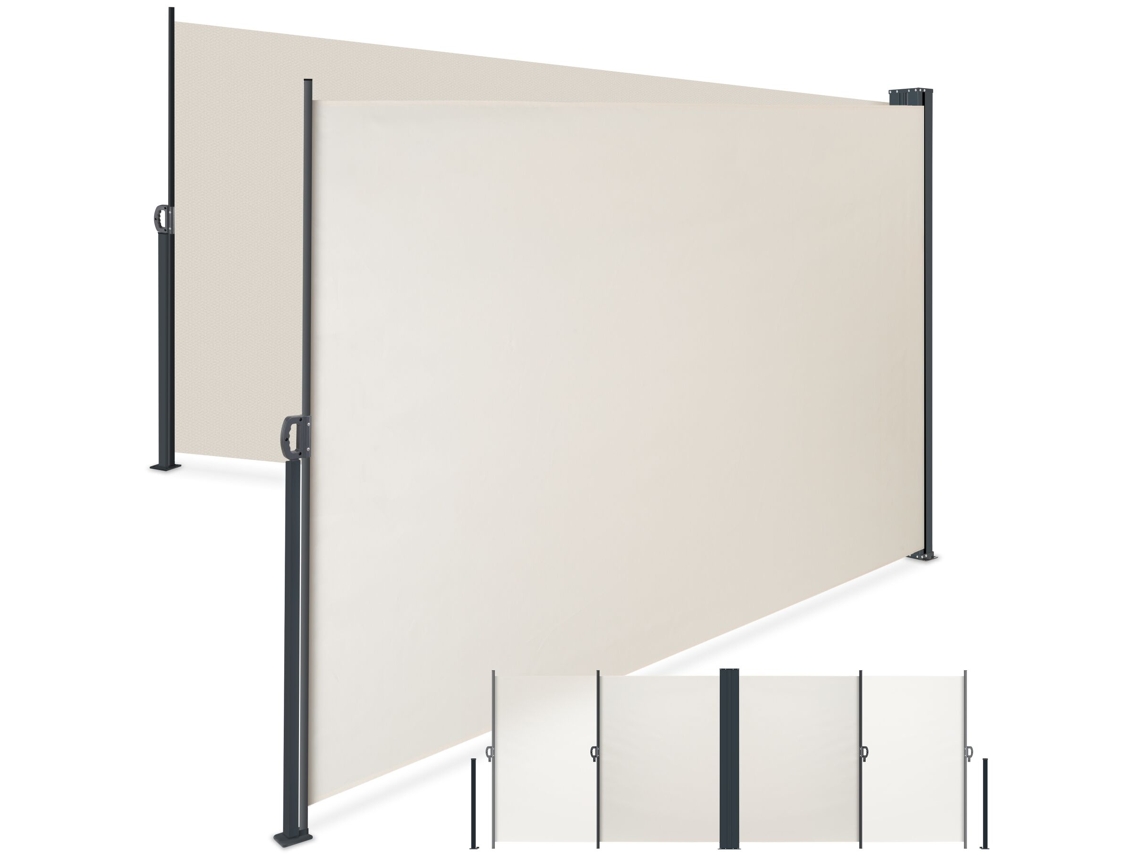 Toldo Lateral Duplo Exterior Tectake Mecanismo Enrolamento Automático, Aço, Poliéster, 600x9x180 Cm, Bege