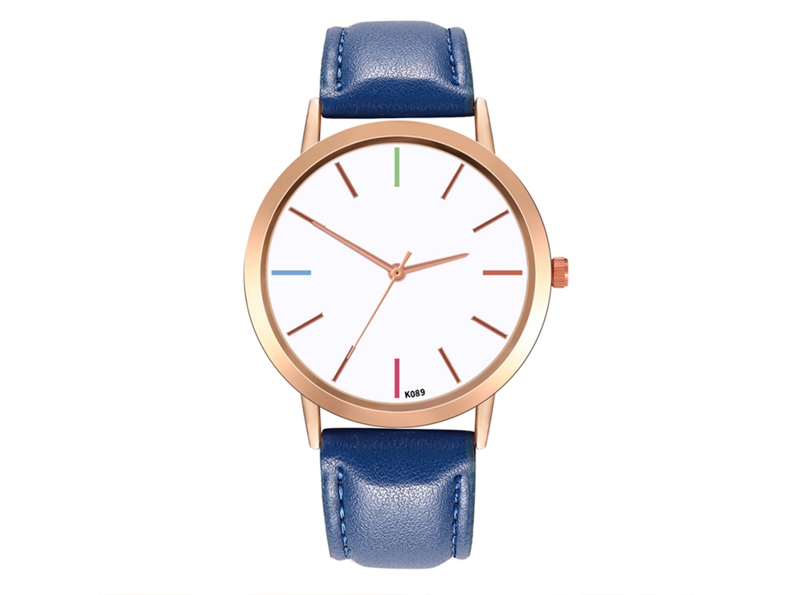 Relógio de Pulso Feminino de Moda Simples Zhoulianfa Couro Pu Quartzo Azul Royal