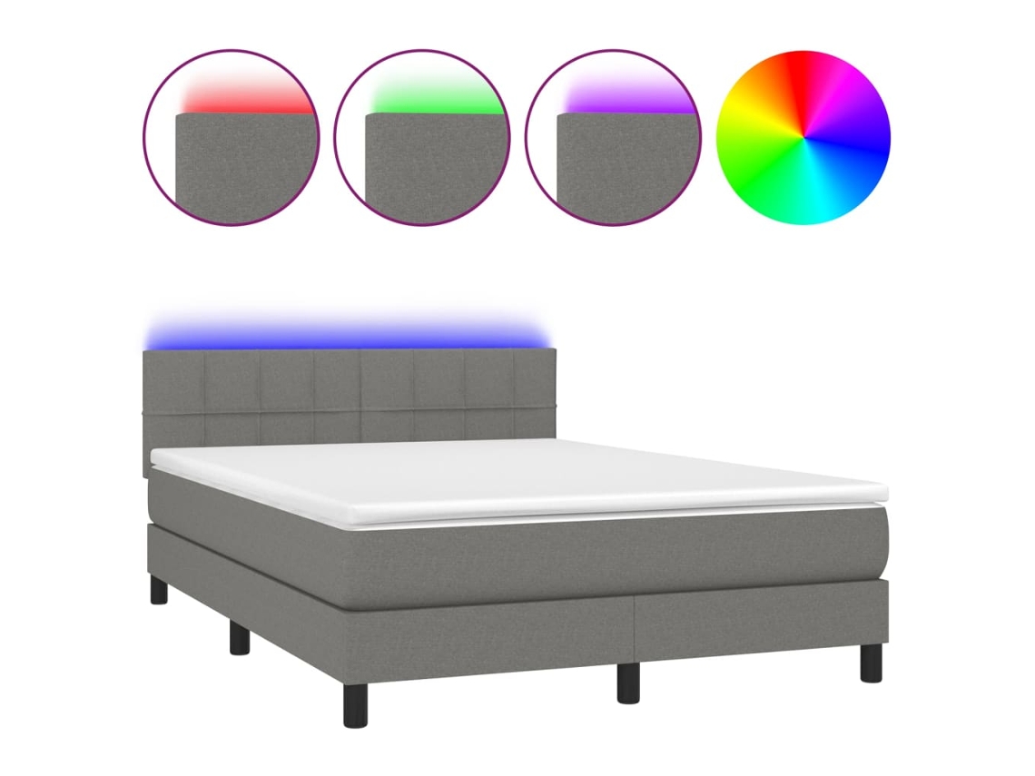 Box Spring Bed, Box Spring Beds Vidaxl Cinzeto Tecido (140 X 200 Cm)