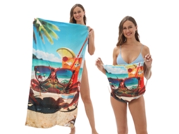 Toalha De Praia Multifuncional Dobrável 2 Em 1, Com Bolsa Organizadora Integrada Para Toalha De Praia
