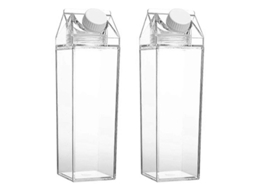 Garrafa De Água Quadrada Transparente 500ml Com Design Anti-vazamento Para Atividades Ao Ar Livre E Uso Diário - 2 Unidades