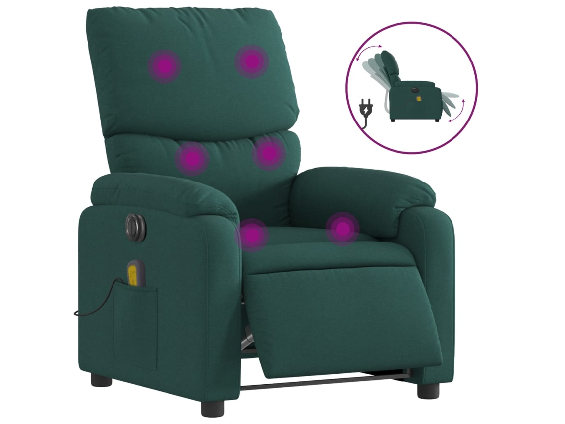 Electric Massage Recliner Chair, Electric Massage Recliner Chairs Vidaxl Verde Tecido