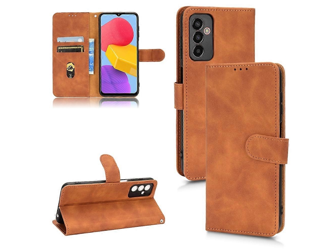Capa De Couro Com Flip Magnético Para Samsung Galaxy M13 4g Com Sensação De Pele