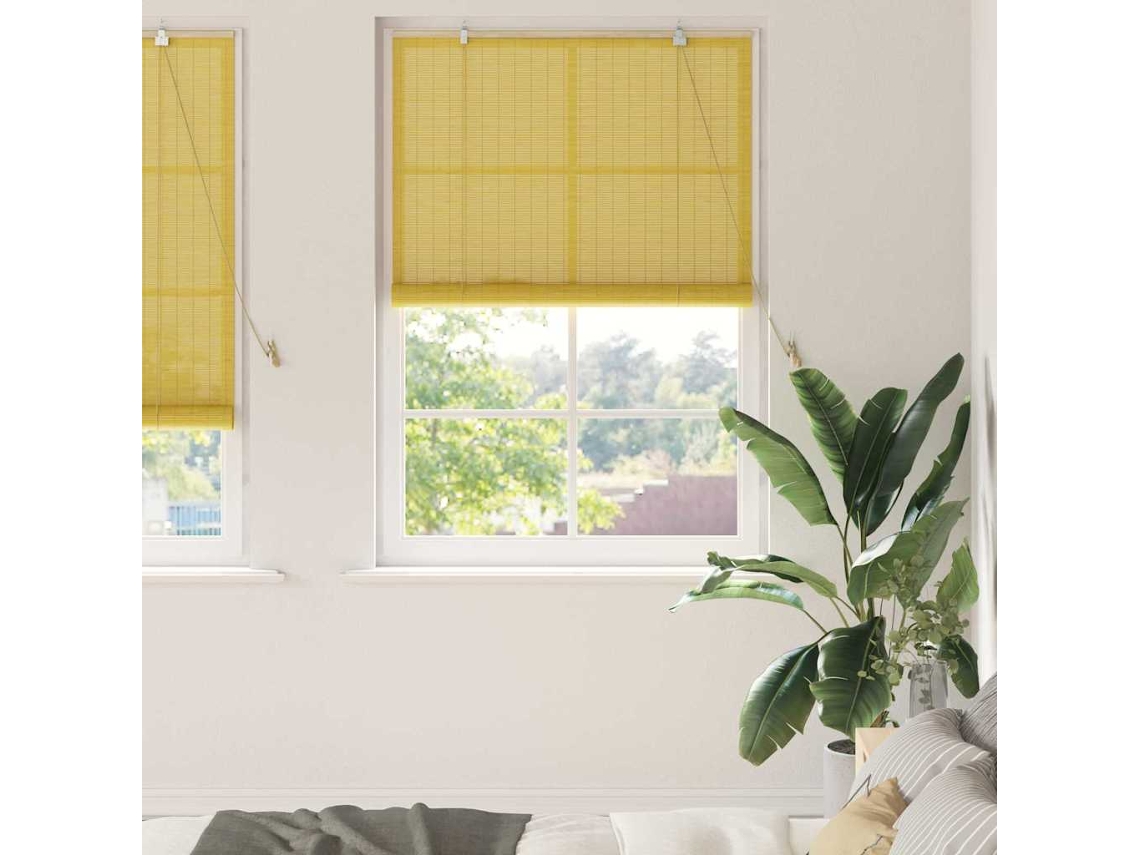 Vidaxl Estores De Rolo Amarelo 100 X 220 Cm Bambu