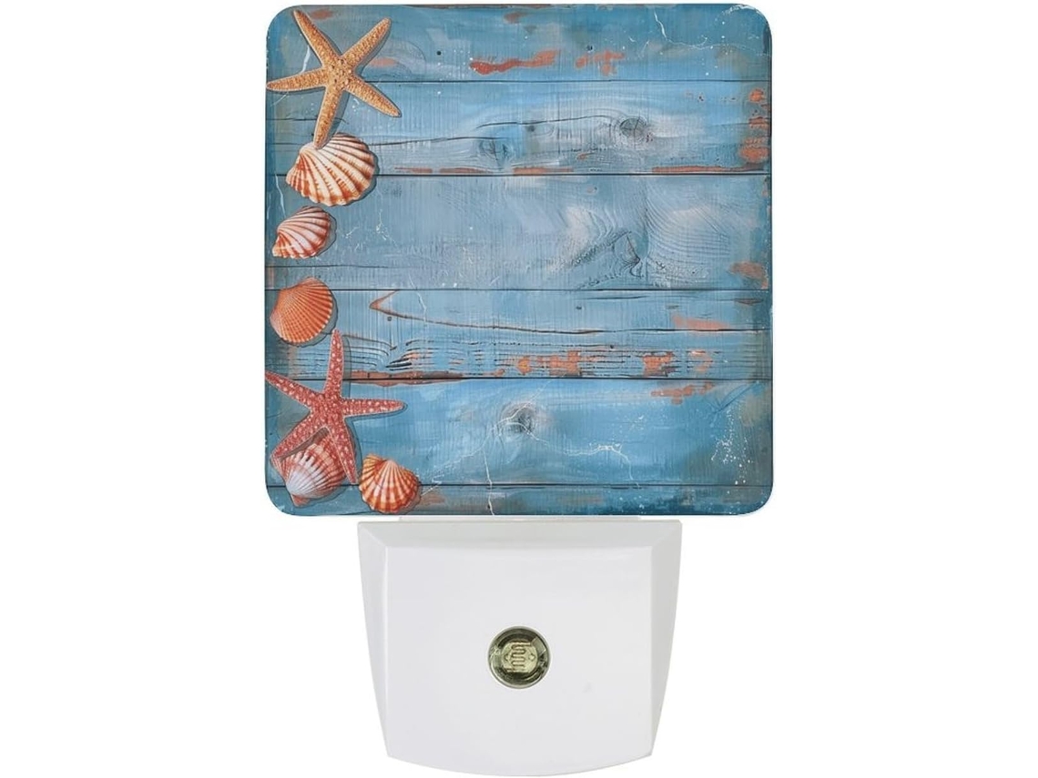 Luminária De Parede Noturna Em Formato Conchas E Estrelas Do Mar, Com Sensor De Movimento, Luz Branca Quente E Suave