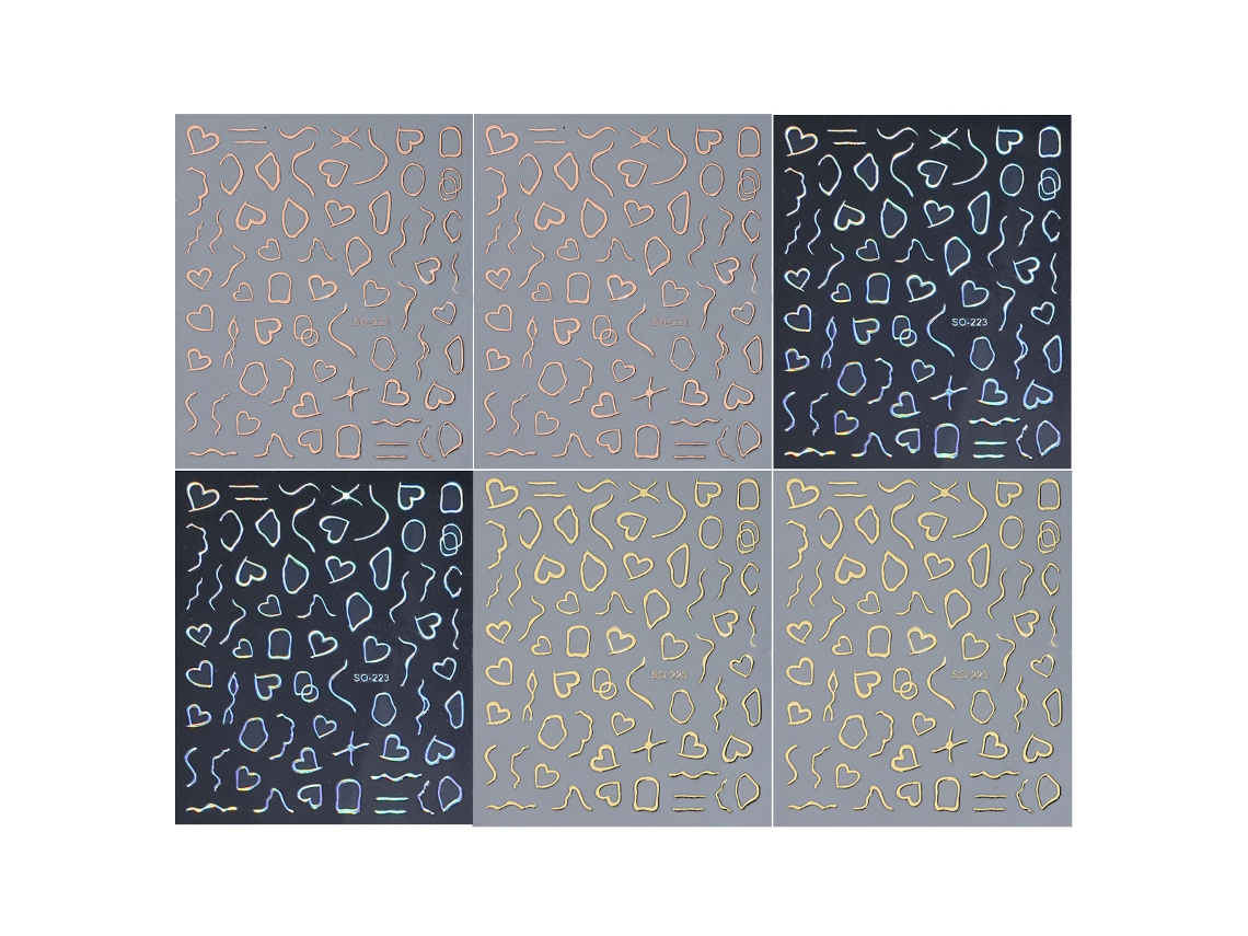 6 Adesivos 3D de Arte para Unhas com Bronzear Francês Simples Dourado Pêssego NEVEANCE