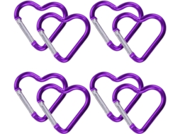 Mosquetões De Liga Alumínio Roxo - Conjunto 8 Peças Para Mochilas E