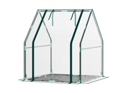 Estufa Pequena Transparente Porta Com Fecho De Correr Base Tecido Pe Impermeável E Estrutura Aço 90x90x105 Cm