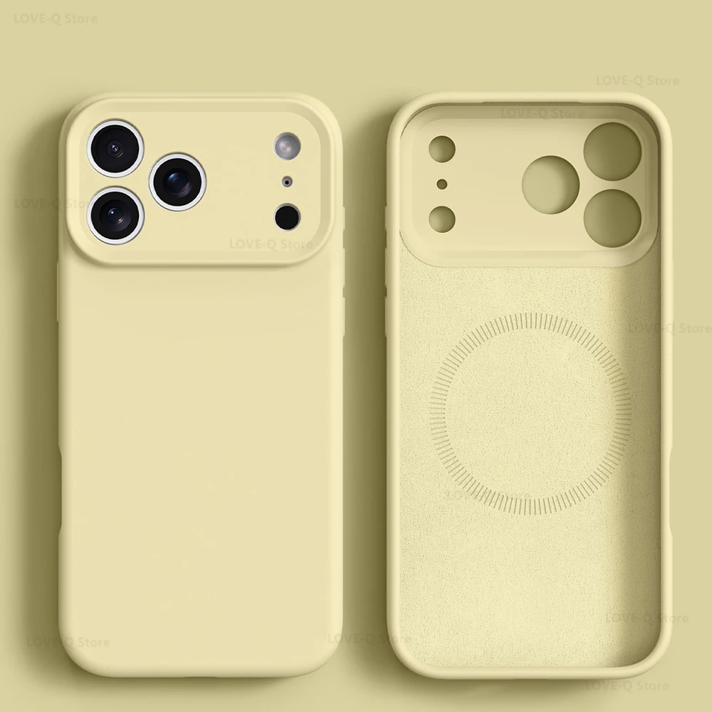 Capa Magnética De Silicone Líquido (amarela Para Iphone 12 Pro), Compatível Com Iphone.