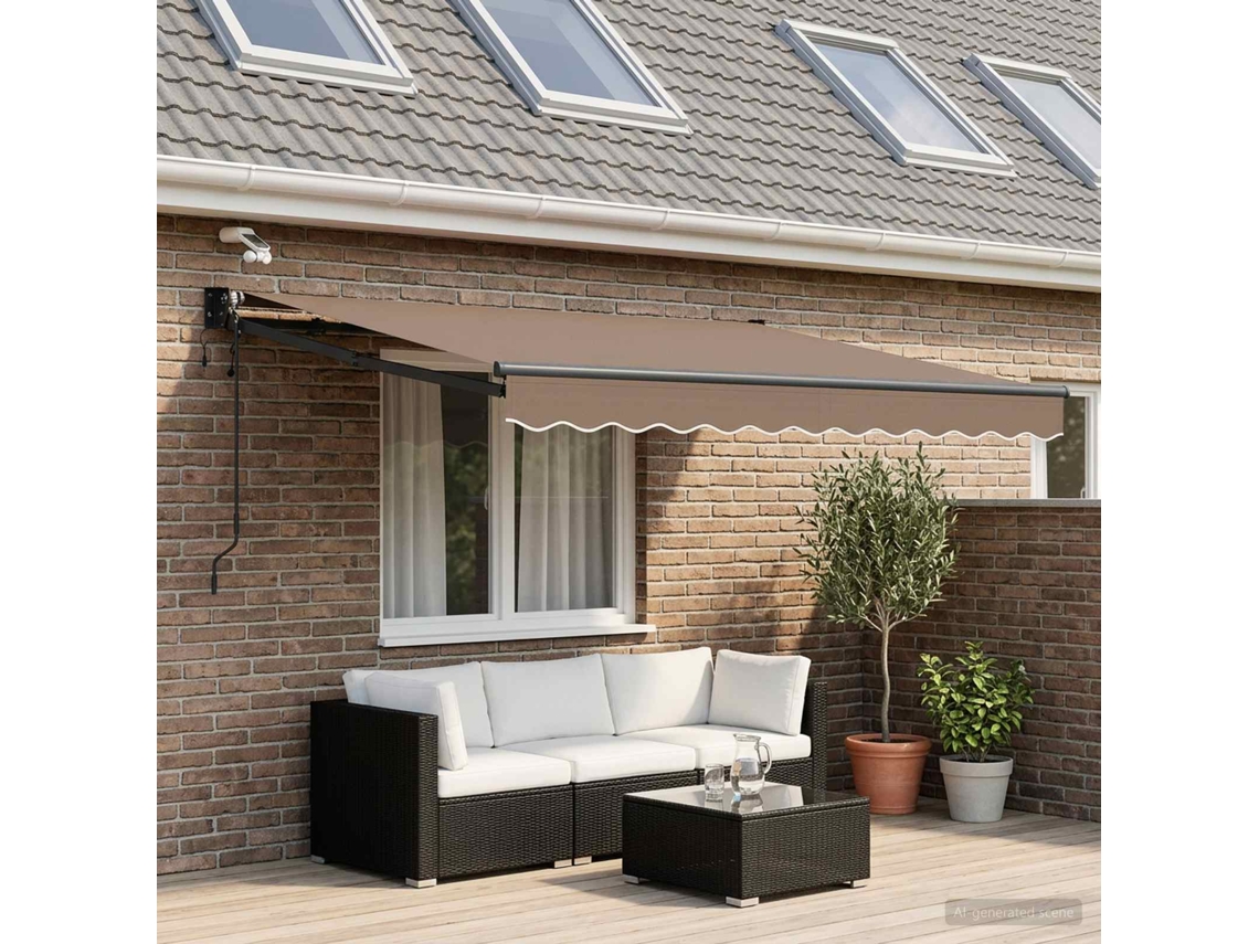 Vidaxl Toldo Retrátil Elétrico Cinzento-acastanhado