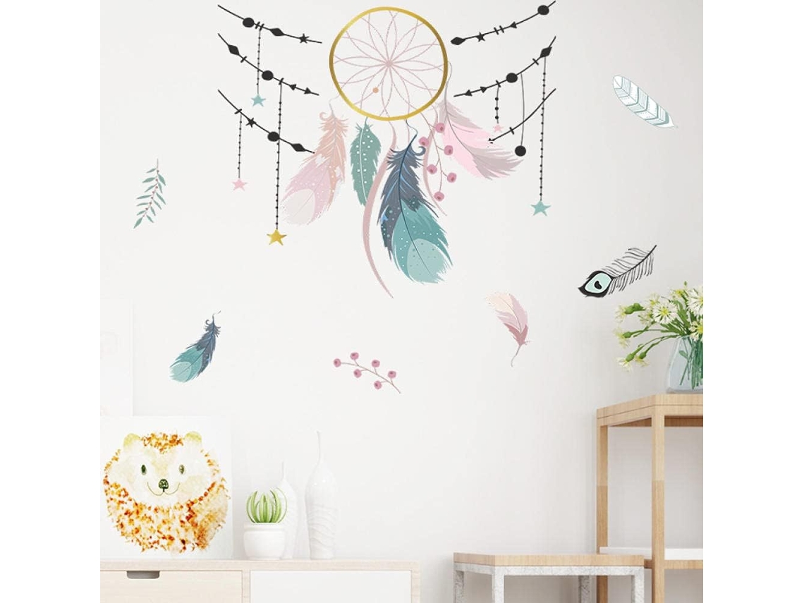 Plume Dreamcatcher Adesivos Muraux Pour Chambre Salon Canapé Tv Fond Mur Décor Amovible Vinyle Adesivos Muraux Fonds D'écran