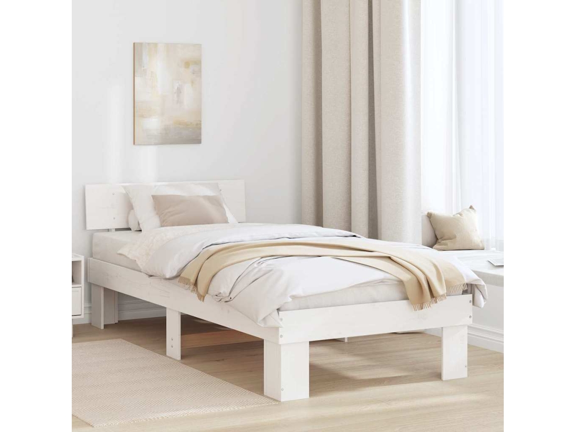 Vidaxl Estrutura Da Cama Branco 80 X 200 Cm Madeira De Pinheiro Sólida