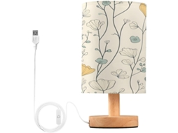 Abajur De Cabeceira Floral Com Design Linhas Finas, Portas De Carregaje USB C, Luminária De Mesa Cabeceira, Luminária