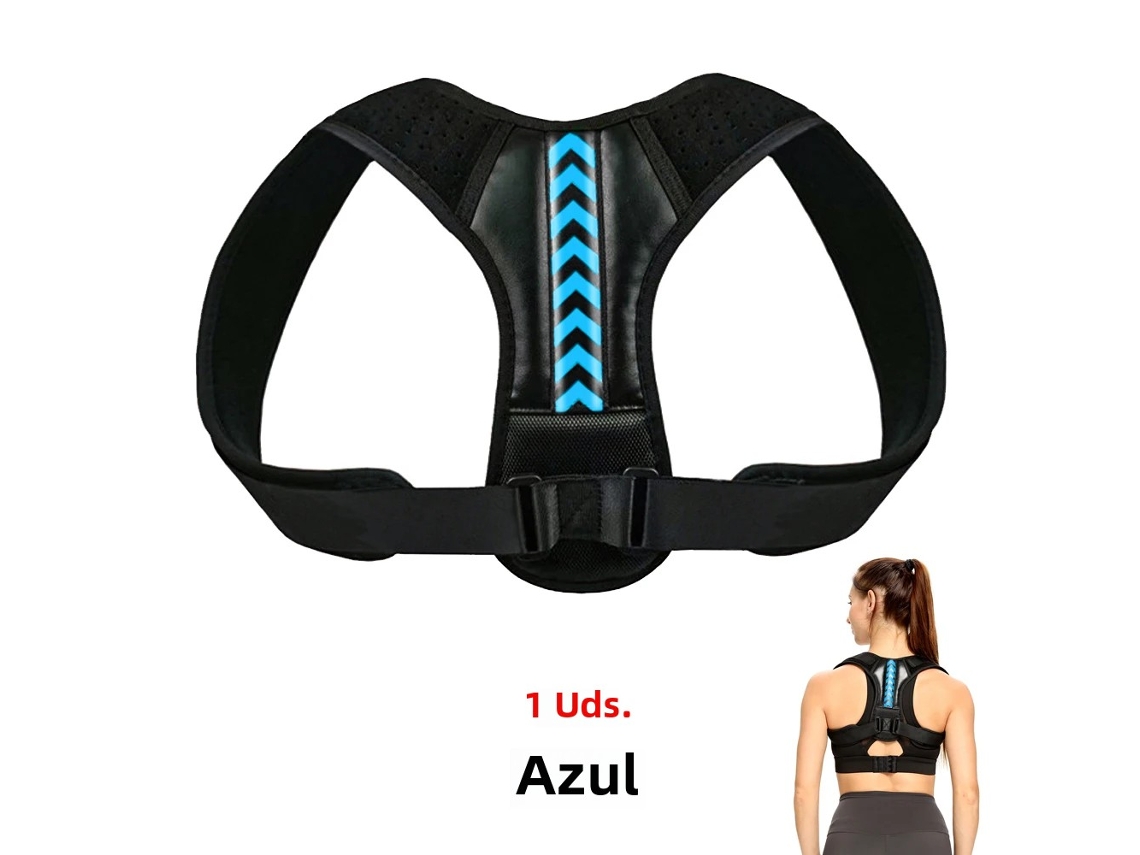 Cinto ajustável MDUG para correção postural dos ombros e costas em algodão e neoprene (azul G)