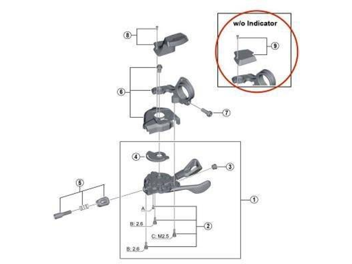 Alavanca de Travões SHIMANO Cover Indicator Shifter Sl-m8000 Right
