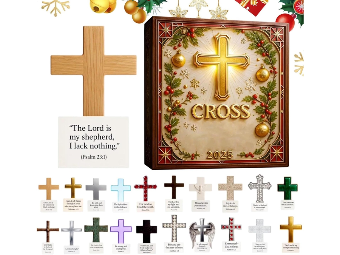 Enfeite De Natal Em Forma De Cruz Para A Árvore Do Advento 2025 - Decoração Cristã Natalina Em Acrílico 2d -