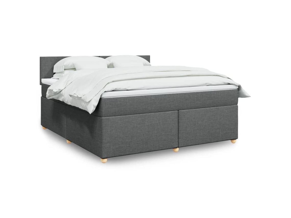 Vidaxl Cama Com Molas/colchão 180x200 Cm Tecido Cinzento-escuro