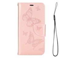 Capa de Couro LAXISCREED Borboletas Iphone 12 Pro Ouro Rosa