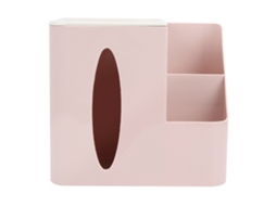 Organizador Multiuso Com Grade Para Sala E Home Office, Caixa Com Controle Remoto E Porta Tecidos, Cor Rosa