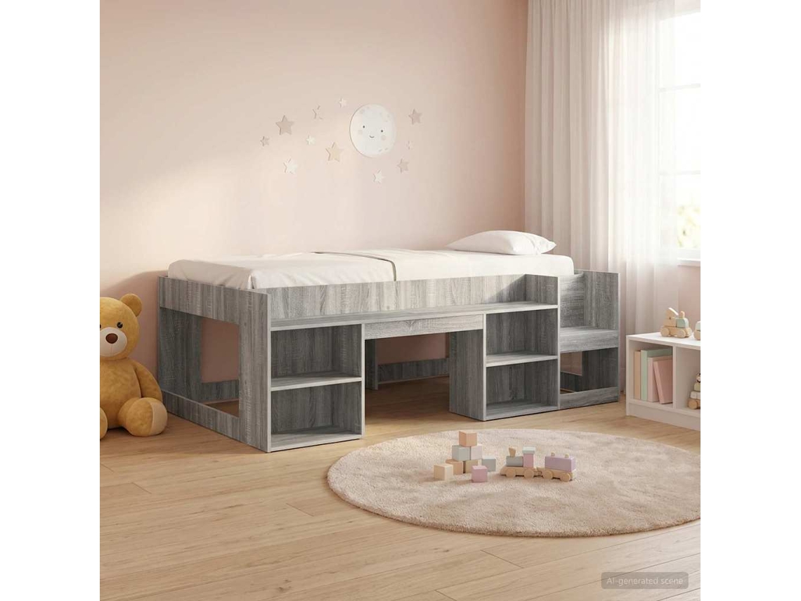 Vidaxl Estrutura De Cama Infantil Com Armazenamento Sonoma Cinzento