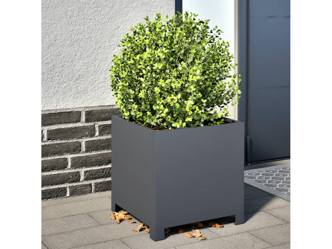 Vidaxl Vaso/floreira De Jardim 2 Pcs 40x40x40 Cm Aço Antracite
