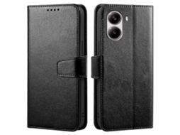 Capa De Couro Com Suporte Para Cartão E Carteira Para Xiaomi Poco X7 Pro 5g / Redmi Turbo 4 5g, Preta